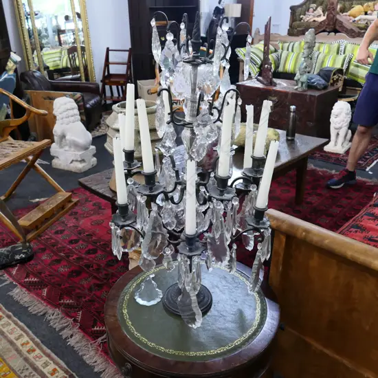 IRON AND GLASS CHANDELIER 760MM H