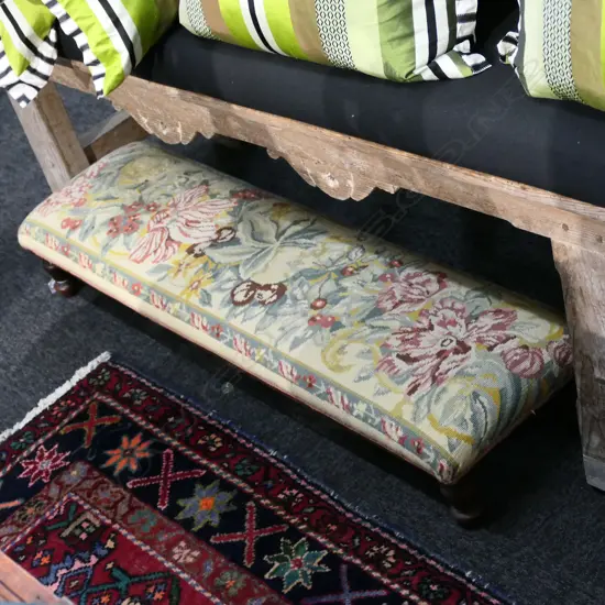 19TH CENTURY TAPESTRY PRAYER STOOL 1030MM L