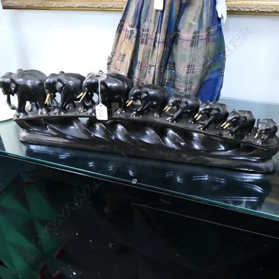 8 EBONY ELEPHANTS ON STAND L 600 MM