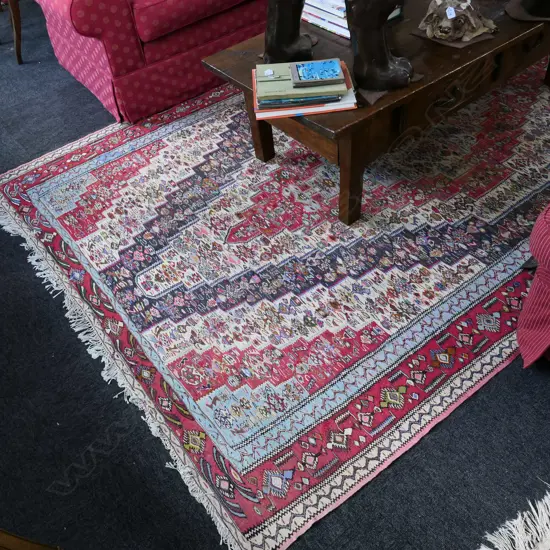 HIGHLY PATTERNED KELIM COLOURFUL GEOMETRIC DESIGN MULTIPLE BORDERS 1940 X 3130MM