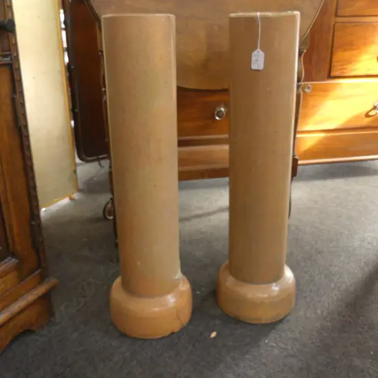 TWO TALL TERRACOTTA PIPES 700MM H