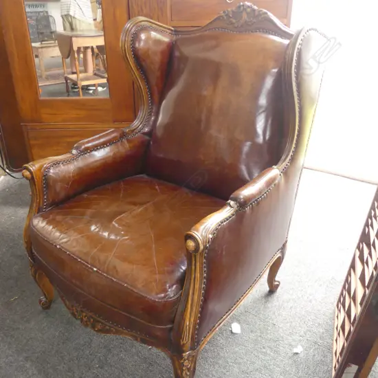 LEATHER WINGBACK AND LEATHER ARMCHAIR