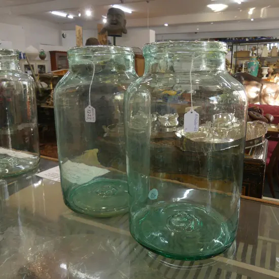 PAIR LARGE OLD FRENCH GLASS JARS (20)