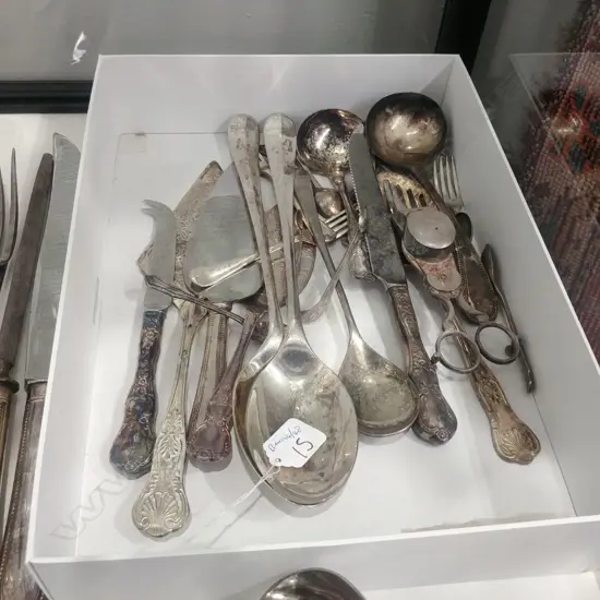 LOT ASST CUTLERY + STG TONGS