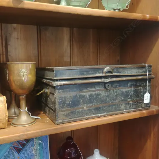 METAL LOCK BOX + PR COPPER GOBLETS 