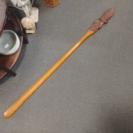 DECORATIVE ORNATELY CARVED TAIAHA, PAUA INLAY (AF)