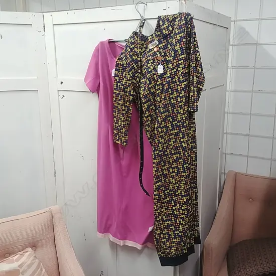 2 1960 DAY WEAR DRESSES IN PINK  & FLOWERS