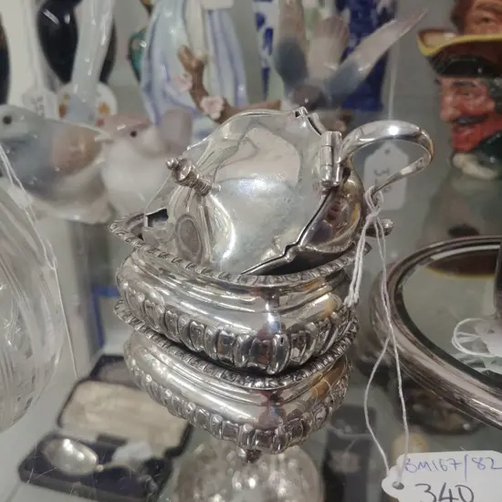 2 S/S SALTS + MUSTARD W/ GLASS LINER