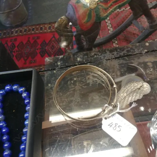 2 925 SILVER BANGLE + WING BROOCH