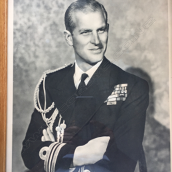 PHOTOGRAPH OF PRINCE PHILIP IN NAVAL UNIFORM, PRINTED IN ENGLAND, RAPHAEL TUCK & SONS LTD. 415 X 310mm