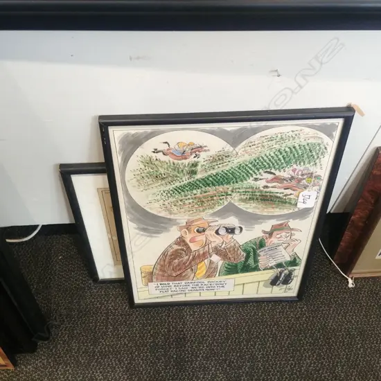 2 FRAMED CARTOONS  MURRAY BALL+ ONE