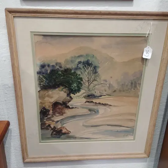 J CRIPPEN W/C RIVER SCENE