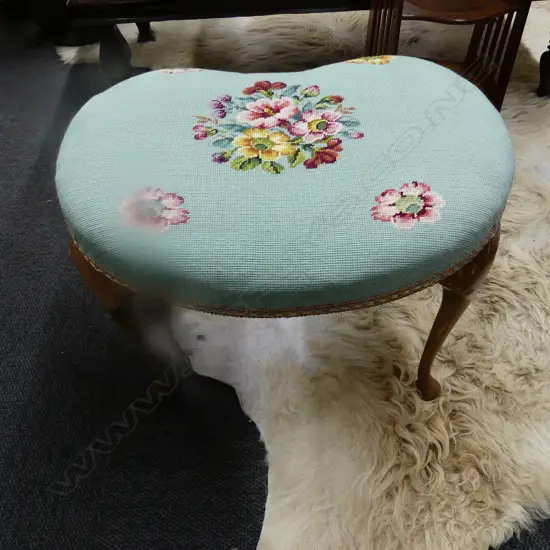 UPHOLSTERED KIDNEY SHAPE FOOTSTOOL
