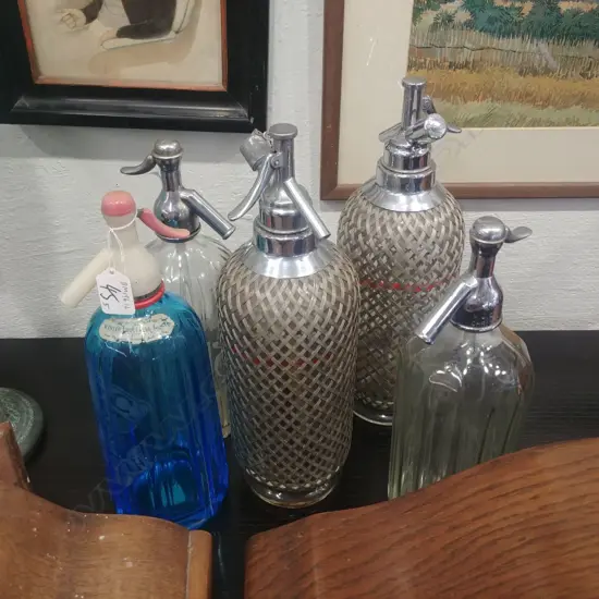 5 VINTAGE SODA SIPHONS