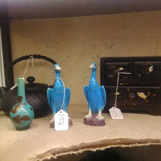 2 ORIENTAL DUCKS, TEAPOT, JEWELLERY BOX, VASE