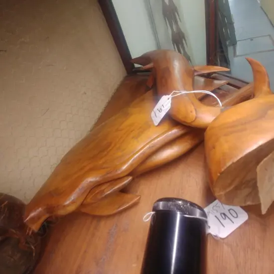 THREE CARVED PCS - PNG FIGURE ETC