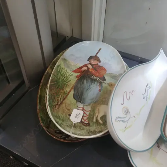 THREE 19TH C. FRENCH HAND PAINTED CERAMIC PLAQUES, 1 A/F