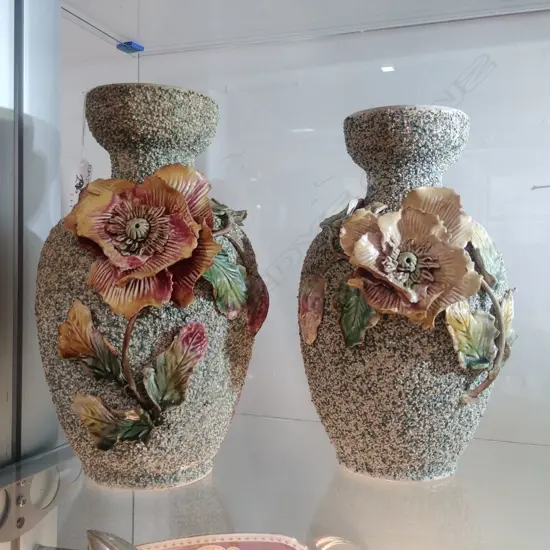 PR FLORAL RELIEF VASES