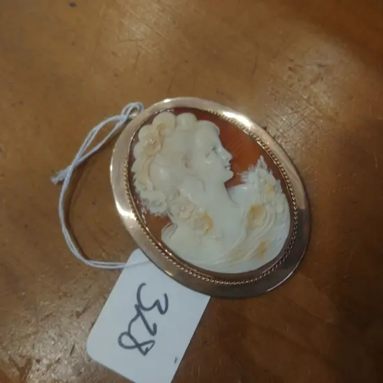 9CT ROSE GOLD FRAMED CAMEO BROOCH