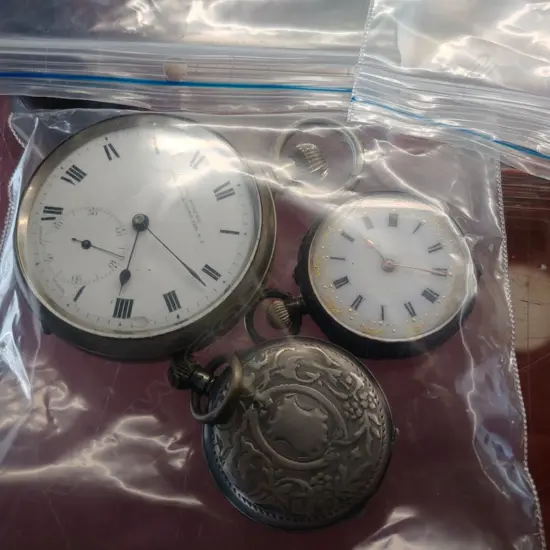 3 SILVER AND SILVER PLATE POCKET WATCHES AF