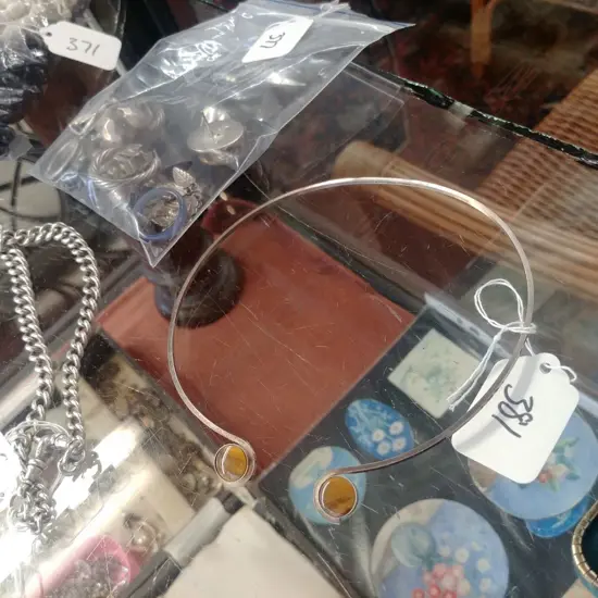 FINNISH S/S + TIGERSEYE DESIGNER NECKLACE 