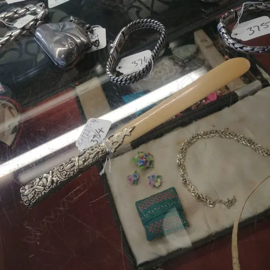 (16606) INDIAN WHITE METAL & IVORY LETTER KNIFE