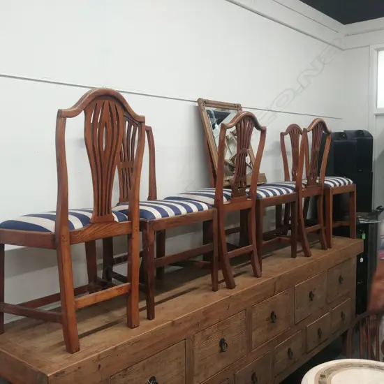 SIX  OAK AND ELM HEPPLEWHITE DINING CHAIRS
