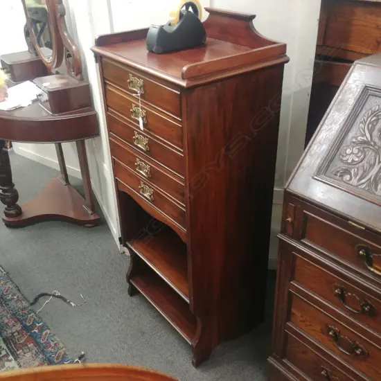 EDW MAHOG STAINED MUSIC CABINET TALL NARROW