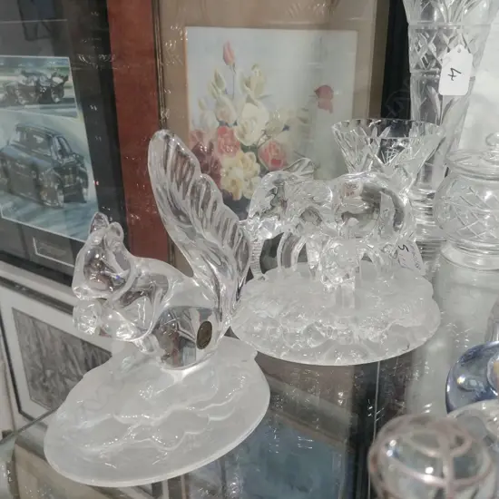2 FRENCH STYLE  GLASS ANIMALS (ELEPHANTS & SQUIRREL