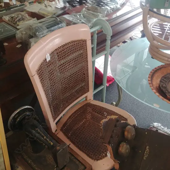 PINK CHAIR + GREEN TOWEL STAND