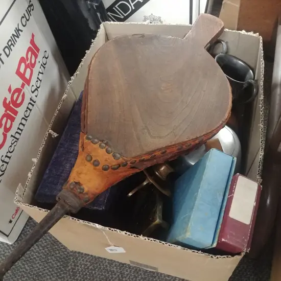  COFFEE, TEA POTS; EPNS, BRASS TRIVET; BELLOWS