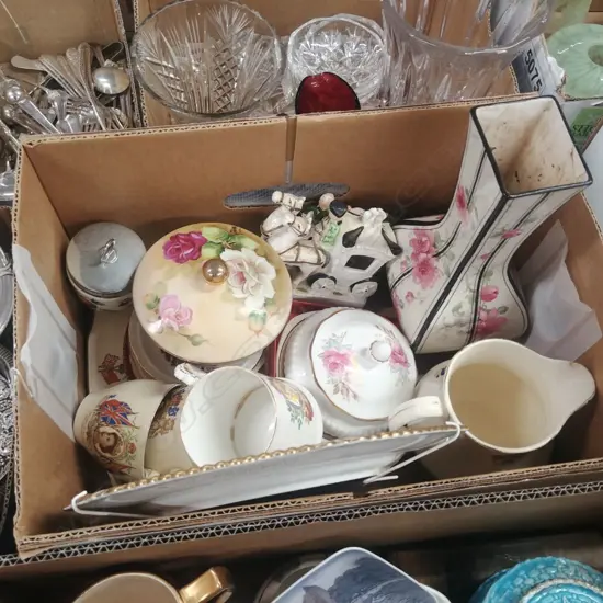 BOX CORONATION PLATES,MUGS,JUGS; CHINA ETC