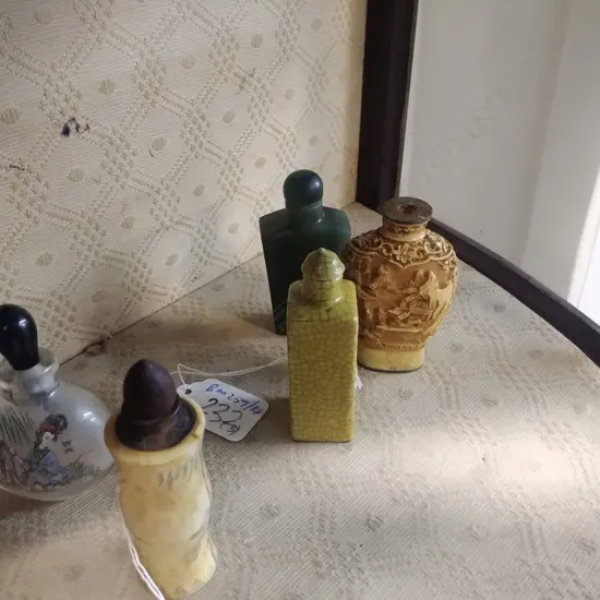 3 CHINESE SNUFF BOTTLES ONE JADE