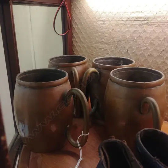 4 COPPER TANKARDS