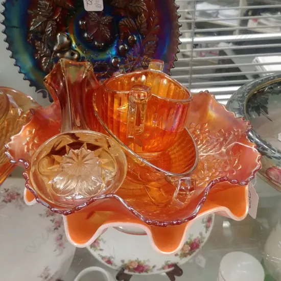 ASST CARNIVAL GLASS COMPORTS ETC