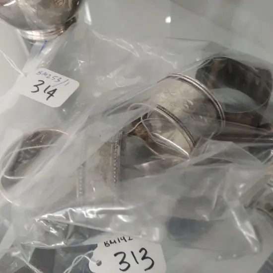 STERLING + EP PCS, NAPKIN RINGS ETC