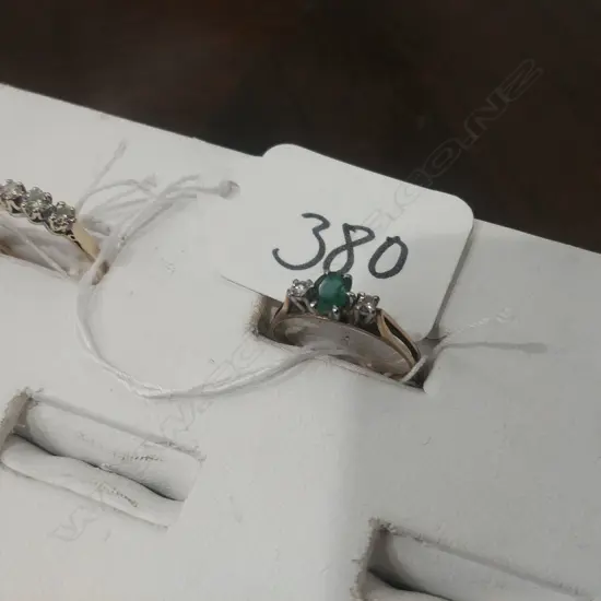 9CT GOLD EMERALD AND DIAMOND RING