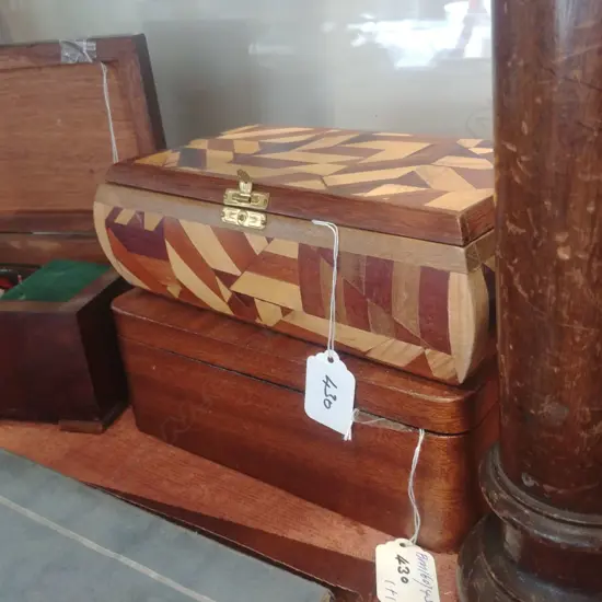 BOX ASST COINS ETC   & WOODEN BOX