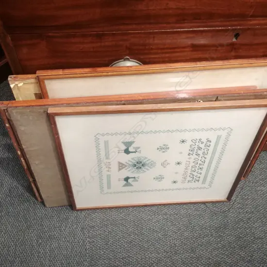 4 ANTIQUE ETCHINGS + SAMPLER