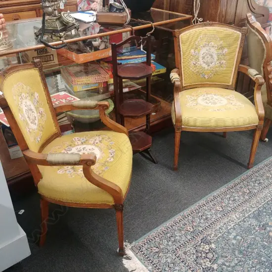 PR TAPESTRY UPHOLSTERED ARM CHAIRS 