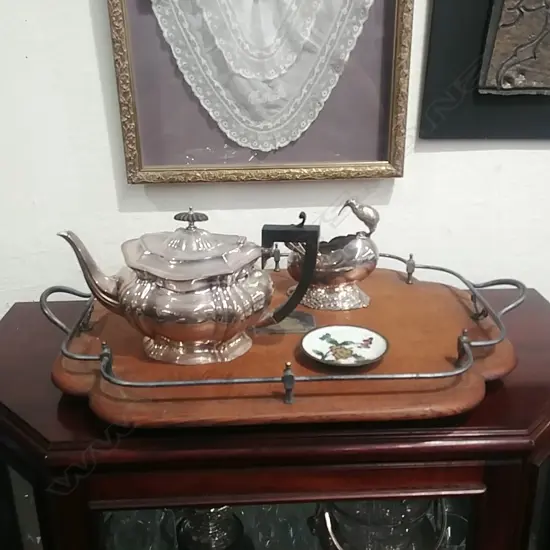 OAK SERVING TRAY + EP PCS ETC