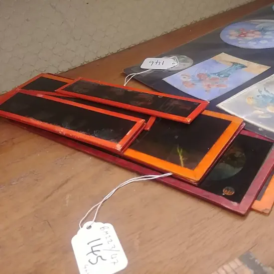 4 + 4 OLD GLASS CARTOON SLIDES 