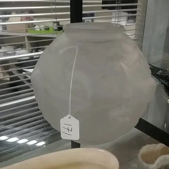 FROSTED GLASS HORSE VASE