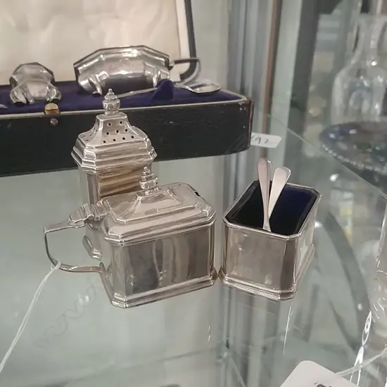 ART DECO S/S CRUET SET APPROX 95G