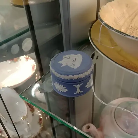 SMALL JASPERWARE POT + CONTENTS 