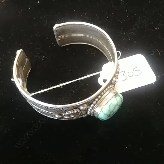 SILVER TURQUOISE TYPE STONE SLAVE BANGLE 