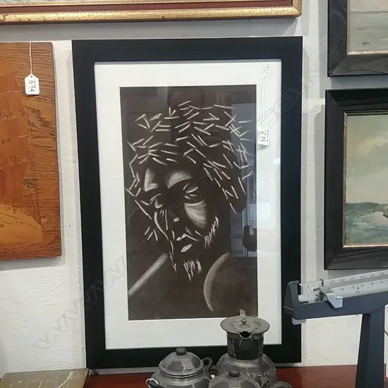 HEAD OF CHRIST DRAWING ON FELT
