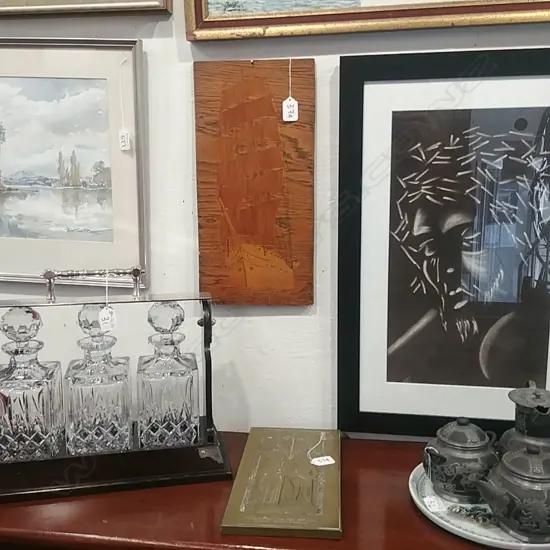 BRASS CHURCH PLAQUE + WOODEN INLAY PANEL