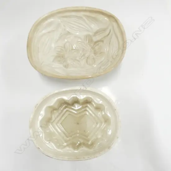 2 EARLY 20THC GLAZED STONEWARE JELLY MOLDS