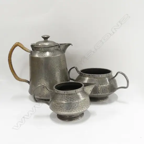 PEWTER 3 PCE ARTS & CRAFTS TEASET